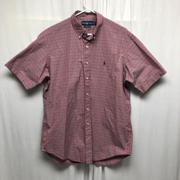 Ralph Lauren Plaid Classic Fit Shirt Mens Size Large Short Sleeve Button Down - Picture 1 of 6
